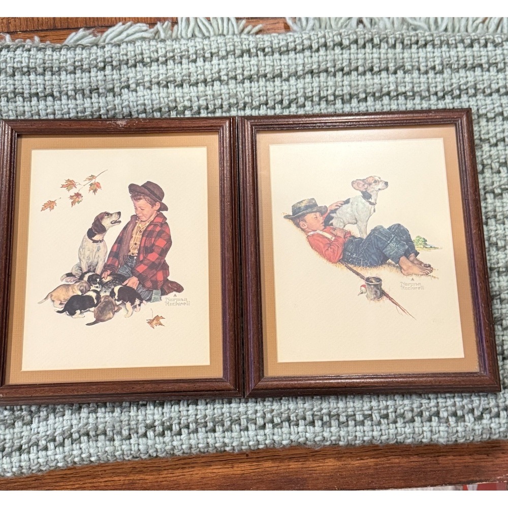 Norman Rockwell Framed Prints‎ Lot Of 2 Boys Nursery Dog Precious Parenthood